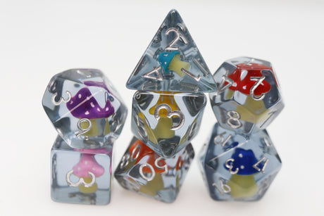 Whimsical Mushrooms RPG Dice Set Plastic Dice Foam Brain Games