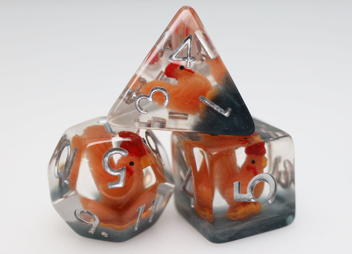 Crowing Rooster RPG Dice Set Plastic Dice Foam Brain Games