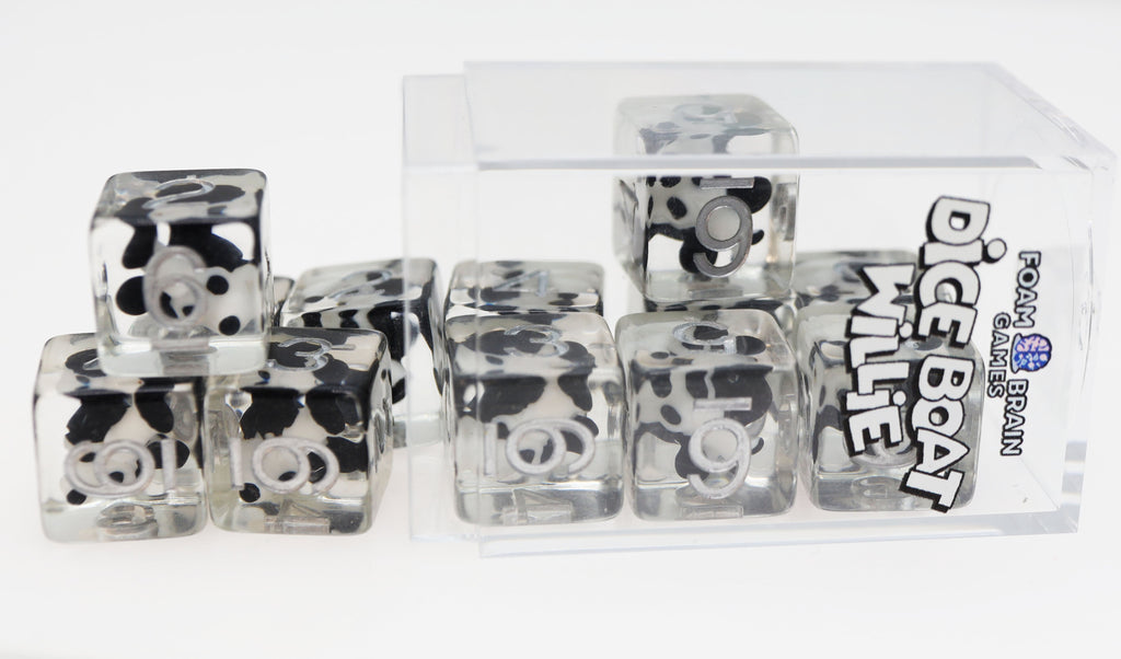 12 piece D6's - Dice Boat Willie Mickey Plastic Dice Foam Brain Games