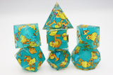Splashing Duckies: Sharp Edge Decal RPG Dice Set Plastic Dice Foam Brain Games