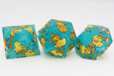 Splashing Duckies: Sharp Edge Decal RPG Dice Set Plastic Dice Foam Brain Games