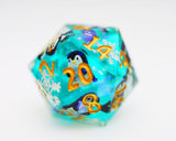 Playful Penguins: Sharp Edge Decal RPG Dice Set Plastic Dice Foam Brain Games