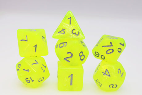 Radioactive Lemonade RPG Dice Set Plastic Dice Foam Brain Games