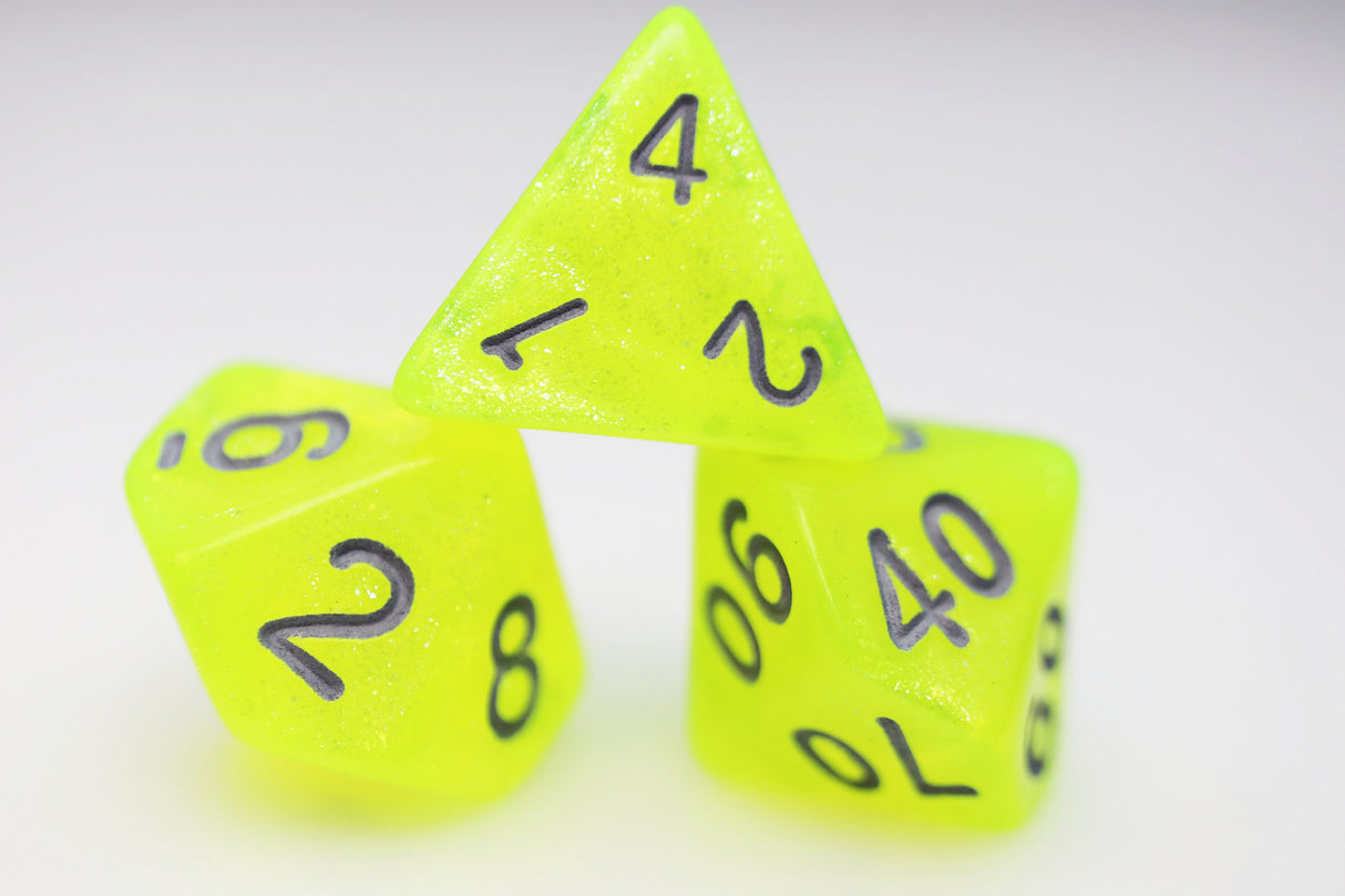 Radioactive Lemonade RPG Dice Set Plastic Dice Foam Brain Games