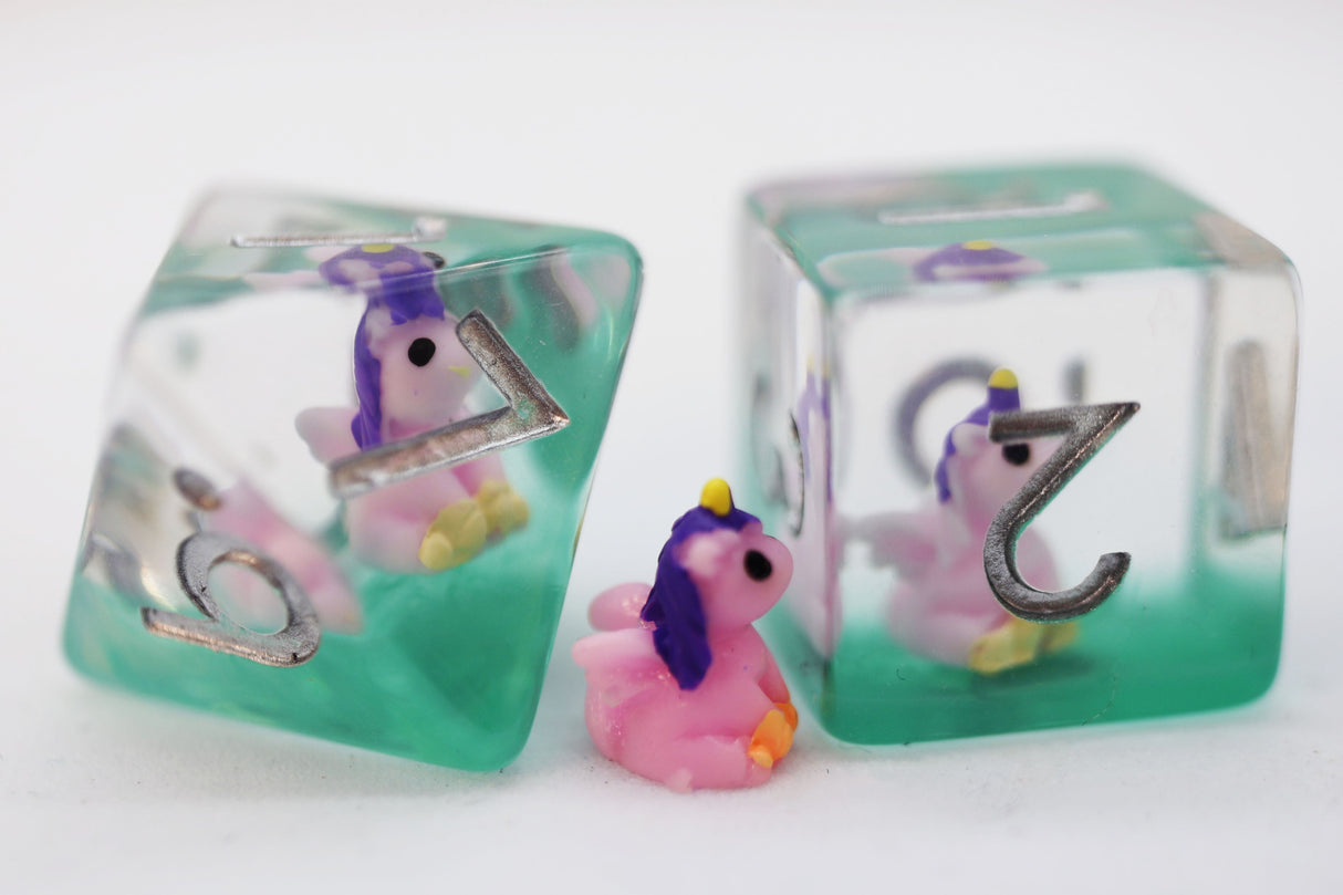 Enchanting Unicorn RPG Dice Set Plastic Dice Foam Brain Games