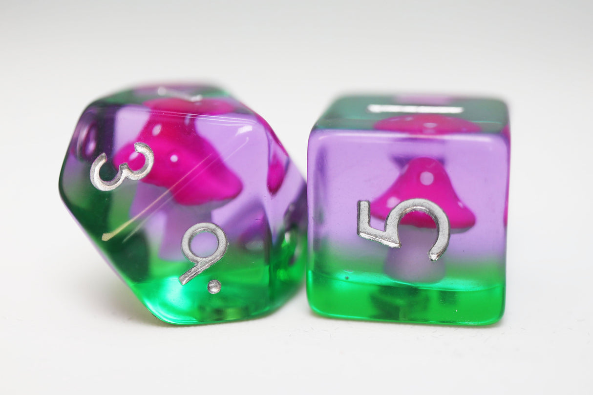 Fae Mushrooms RPG Dice Set Plastic Dice Foam Brain Games