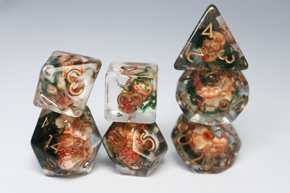 Ancient Skull RPG Dice Set Plastic Dice Foam Brain Games