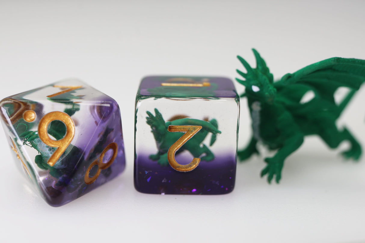 Young Green Dragon RPG Dice Set Plastic Dice Foam Brain Games