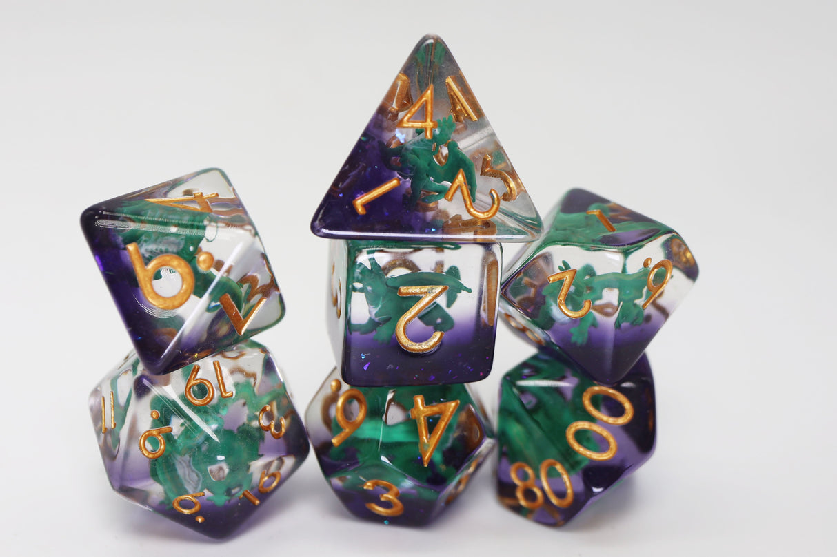Young Green Dragon RPG Dice Set Plastic Dice Foam Brain Games
