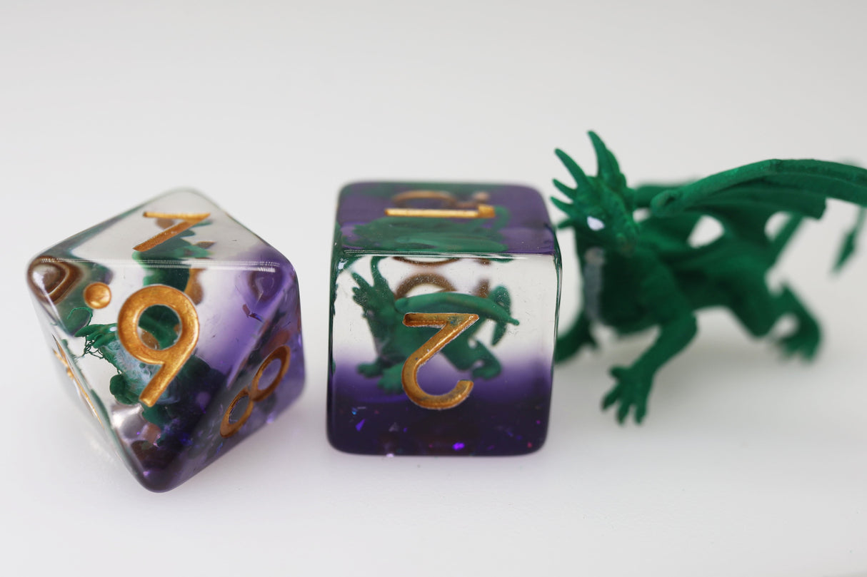 Young Green Dragon RPG Dice Set Plastic Dice Foam Brain Games
