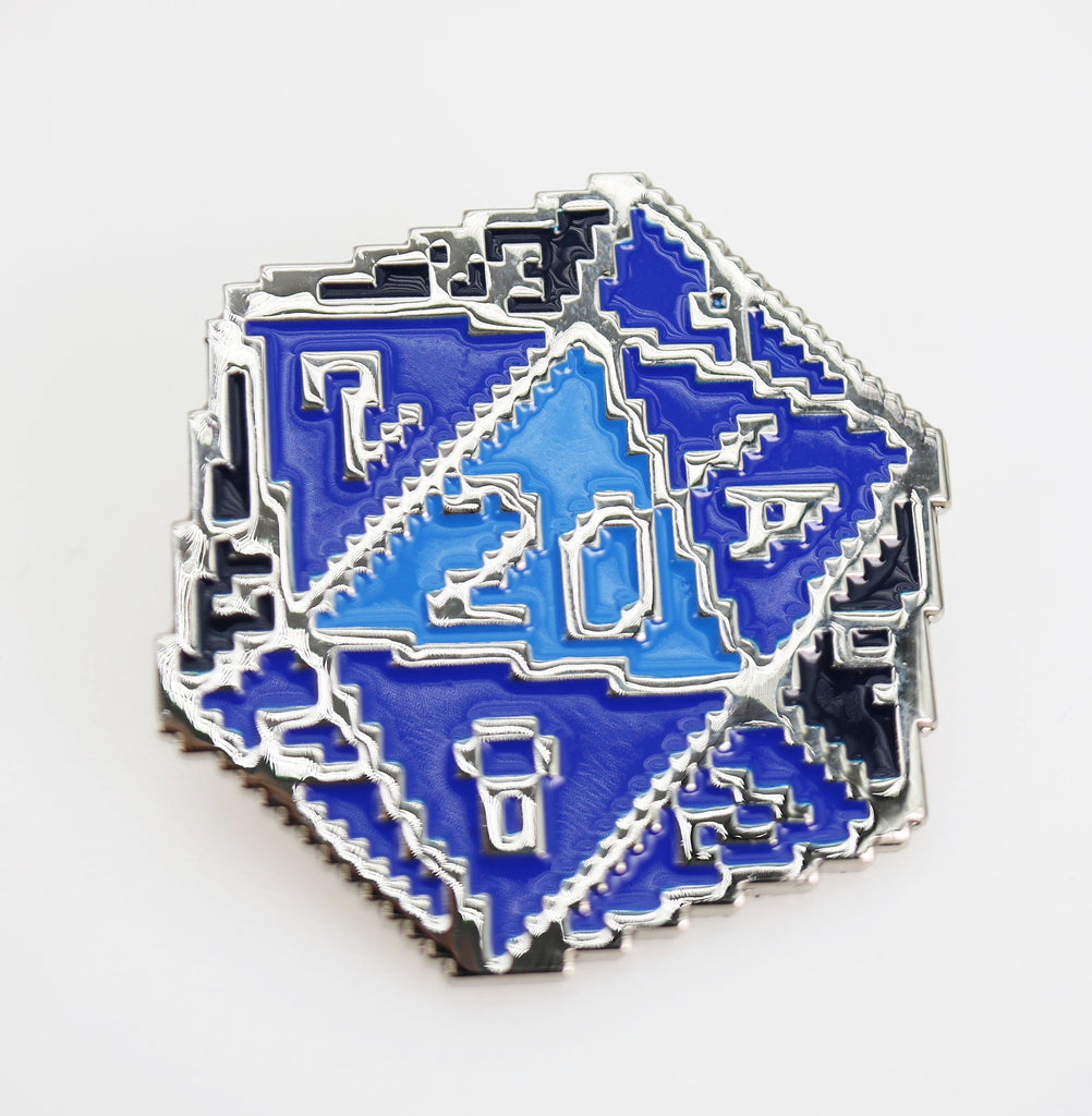 D20 Pin - 8 Bit Blue Enamel Pin Foam Brain Games