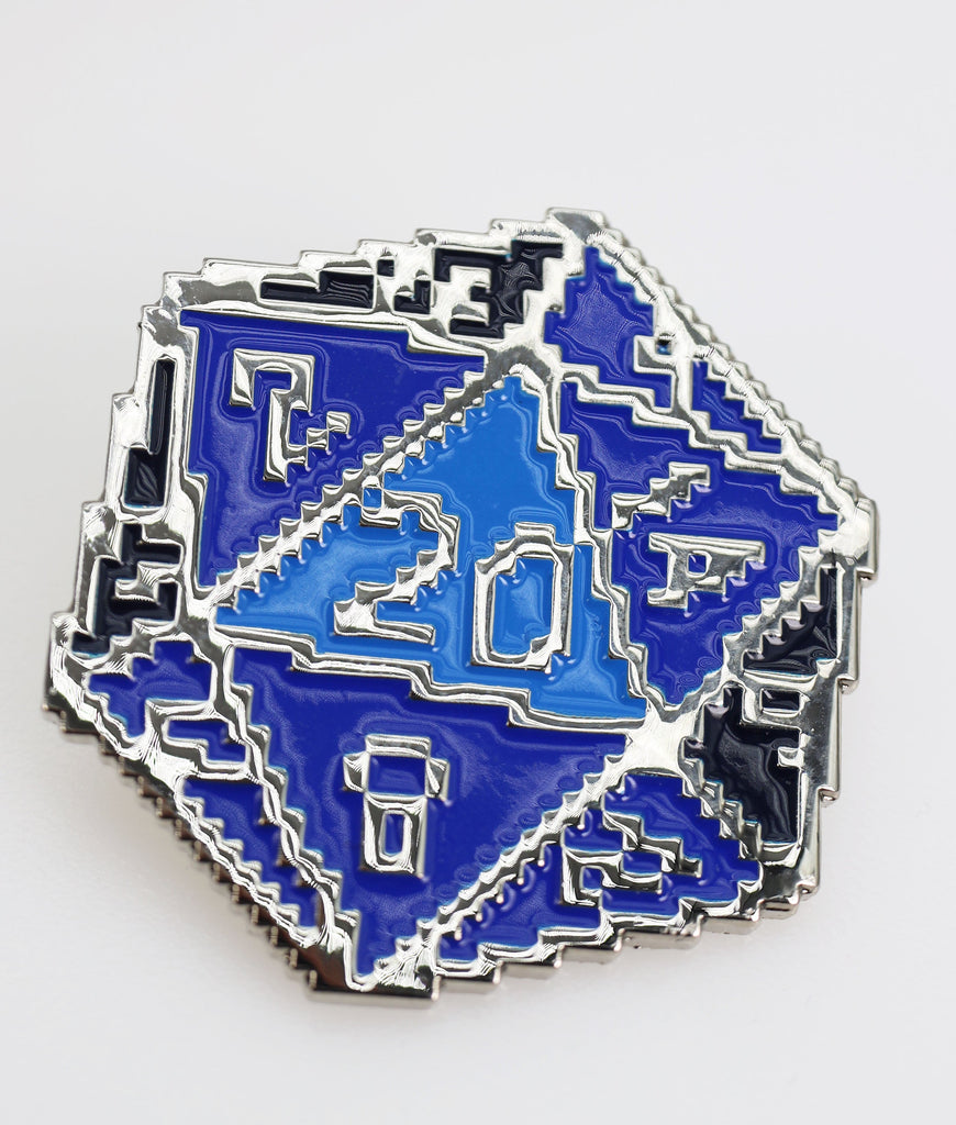 D20 Pin - 8 Bit Blue Enamel Pin Foam Brain Games