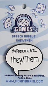 Speech Bubble Pin: They/Them Pronouns Enamel Pin cardboard clothing