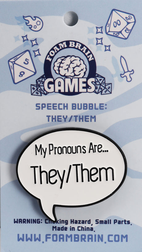 Speech Bubble Pin: They/Them Pronouns Enamel Pin cardboard clothing