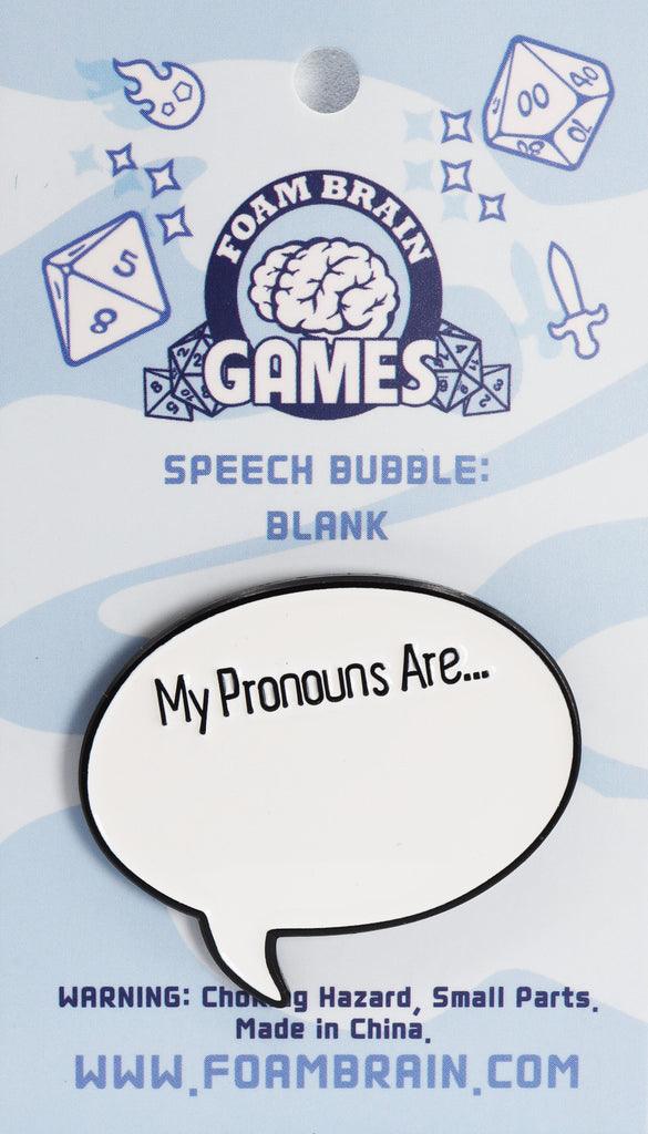 Speech Bubble Pin: My Pronouns Are: Blank Enamel Pin cardboard clothing