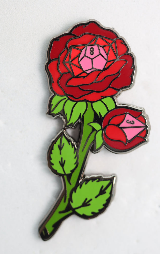 Hollow Hearts Enamel Pin: Dice Rose Enamel Pin Foam Brain Games