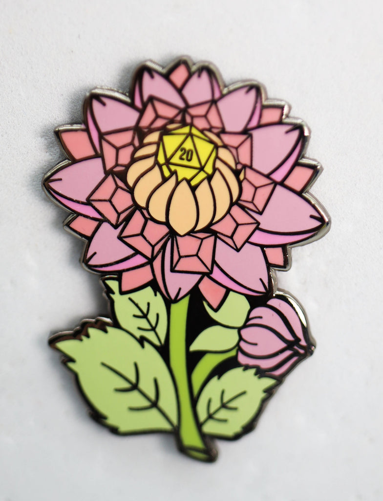 Hollow Hearts Enamel Pin: Dice Dahlia Enamel Pin Foam Brain Games