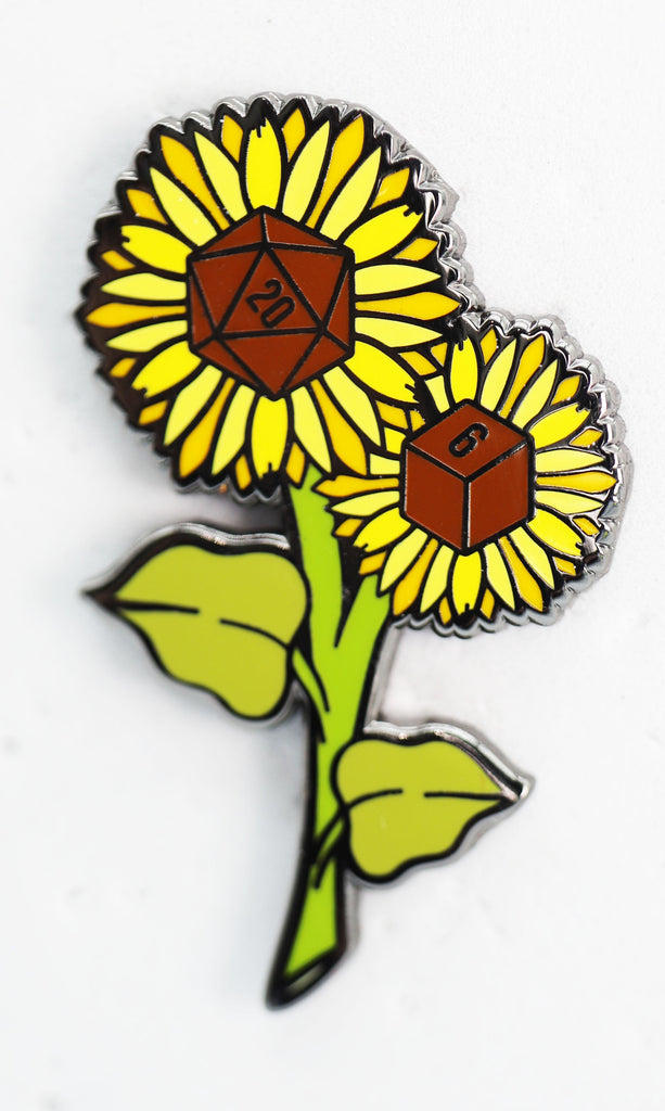 Hollow Hearts Enamel Pin: Dice Sunflower Enamel Pin Foam Brain Games