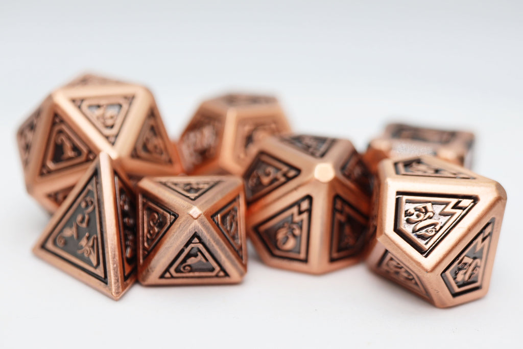 Alchemist Metals: Copper - Metal RPG Dice Set Metal Dice Foam Brain Games