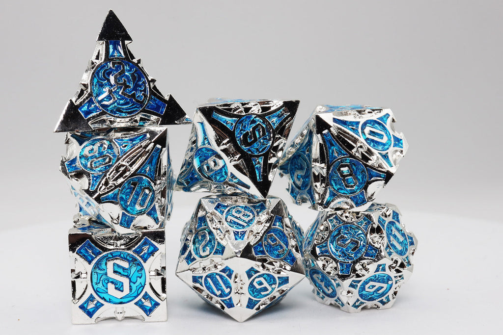 Quiver of Arrows: Azure Lightning Arrow - Metal RPG Dice Set Metal Dice Foam Brain Games