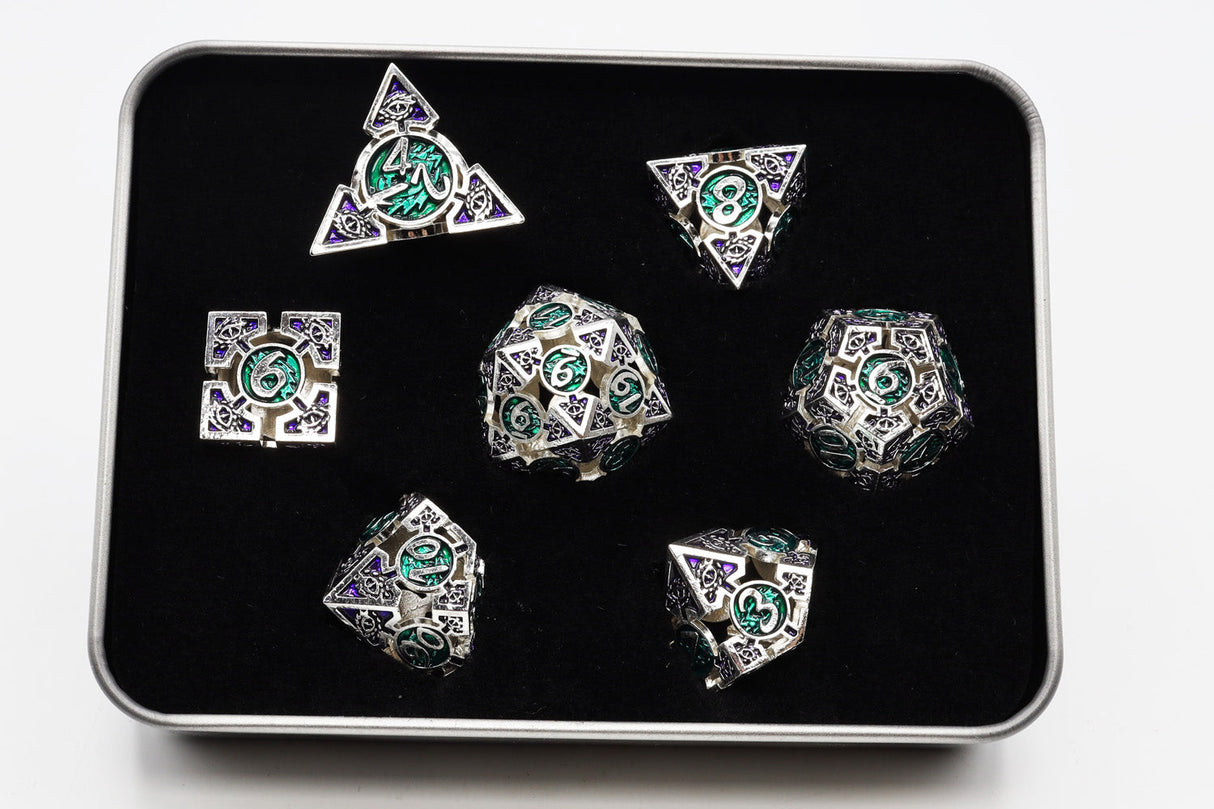 Oculus: Angelic - Hollow Metal RPG Dice Set Metal Dice Foam Brain Games