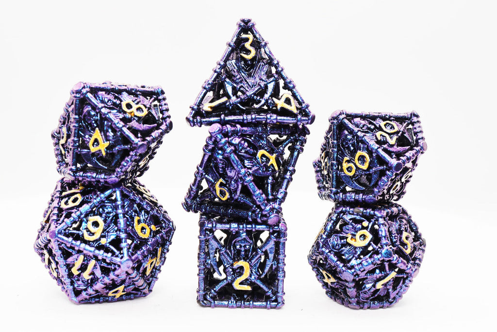 Grim Scythe: Purple - Metal RPG Dice Set Metal Dice Foam Brain Games