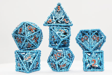 Grim Scythe: Blue - Metal RPG Dice Set Metal Dice Foam Brain Games