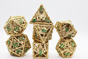 Grim Scythe: Gold - Hollow Metal RPG Dice Set Metal Dice Foam Brain Games