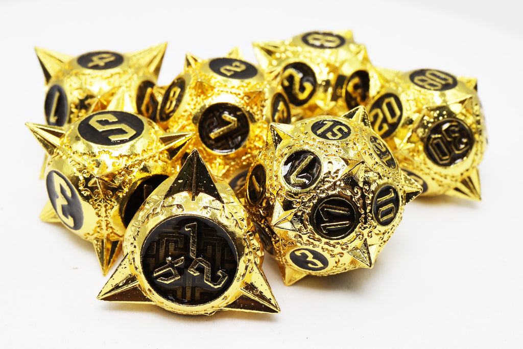 Meteor Storm: Galactic Gold - Metal RPG Dice Set Metal Dice Foam Brain Games