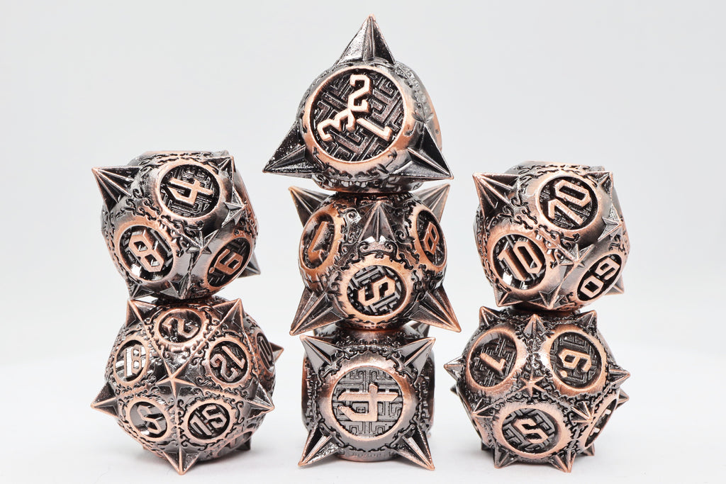 Meteor Storm: Copper Asteroid - Metal RPG Dice Set Metal Dice Foam Brain Games