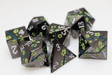 Metallic Bouquet: Dark Green Hellebore - Metal RPG Dice Set Metal Dice Foam Brain Games