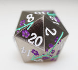 Metallic Bouquet: Silvered Jackmanii - Metal RPG Dice Set Metal Dice Foam Brain Games