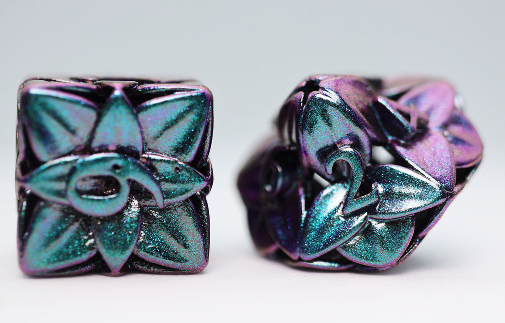 Otherworldly Flower - Hollow Metal RPG Dice Set Metal Dice Foam Brain Games