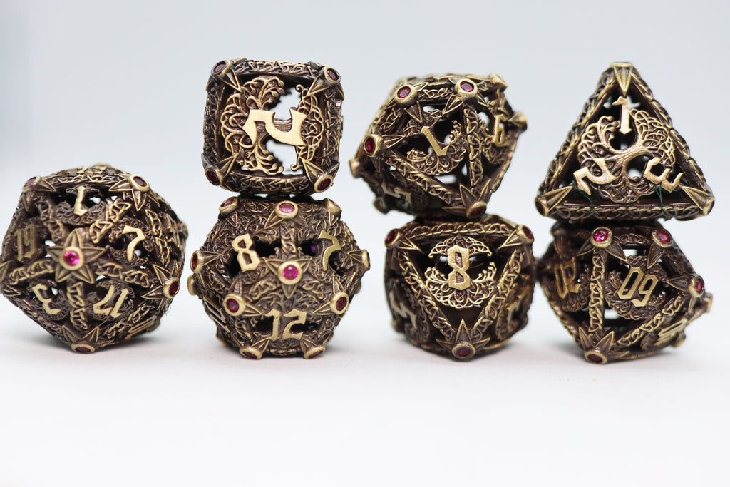 Trees of Virtue: Tree of Compassion - Hollow Metal RPG Dice Set Metal Dice Foam Brain Games