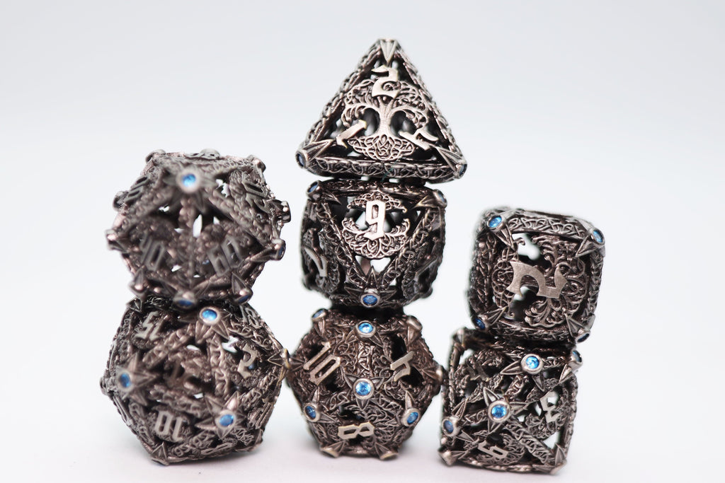 Trees of Virtue: Tree of Perseverance - Hollow Metal RPG Dice Set Metal Dice Foam Brain Games