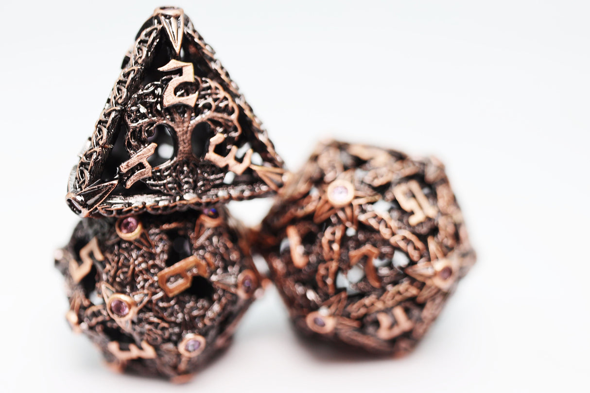 Trees of Virtue: Tree of Tolerance - Hollow Metal RPG Dice Set Metal Dice Foam Brain Games