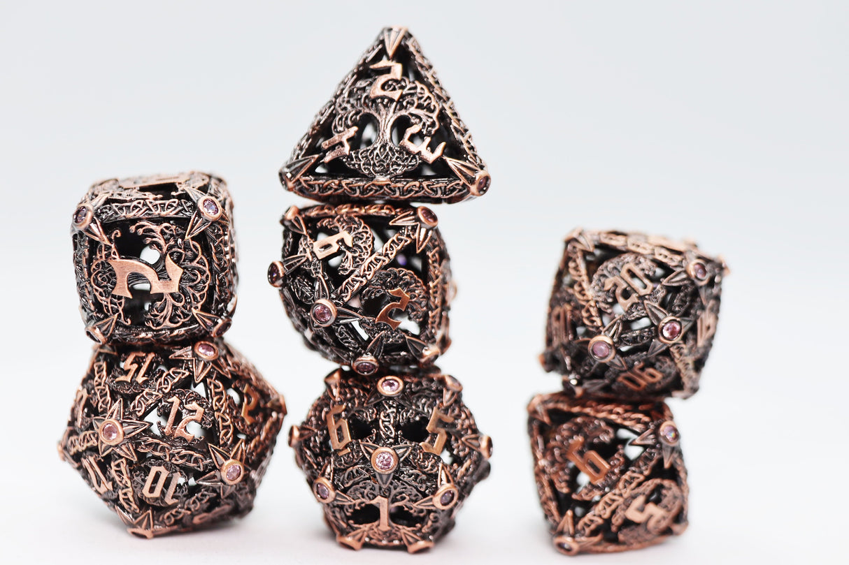 Trees of Virtue: Tree of Tolerance - Hollow Metal RPG Dice Set Metal Dice Foam Brain Games