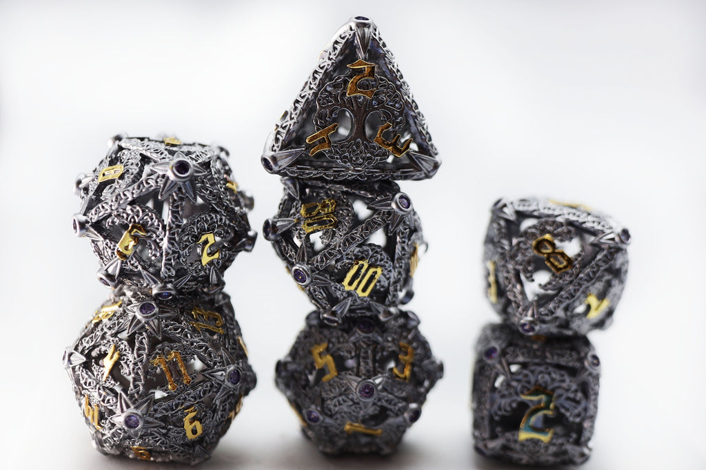 Trees of Virtue: Tree of Philomathy - Hollow Metal RPG Dice Set Metal Dice Foam Brain Games