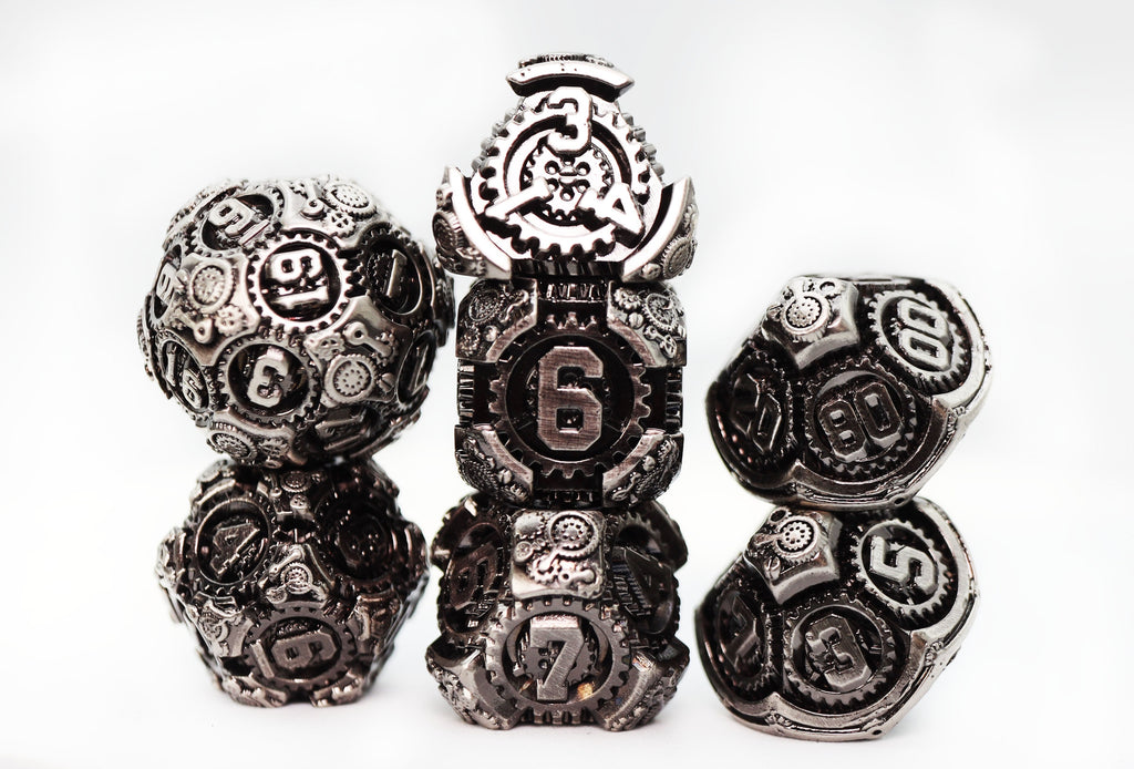 Airship Gears: Fierce Flotilla - Metal RPG Dice Set Metal Dice Foam Brain Games