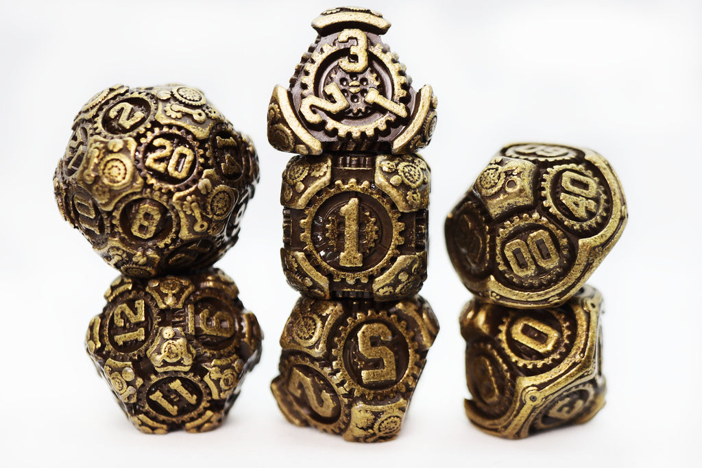 Airship Gears: Brazen Bulkhead - Metal RPG Dice Set Metal Dice Foam Brain Games