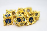 Floral Starburst: Golden Sweet Pea - Metal RPG Dice Set Metal Dice Foam Brain Games