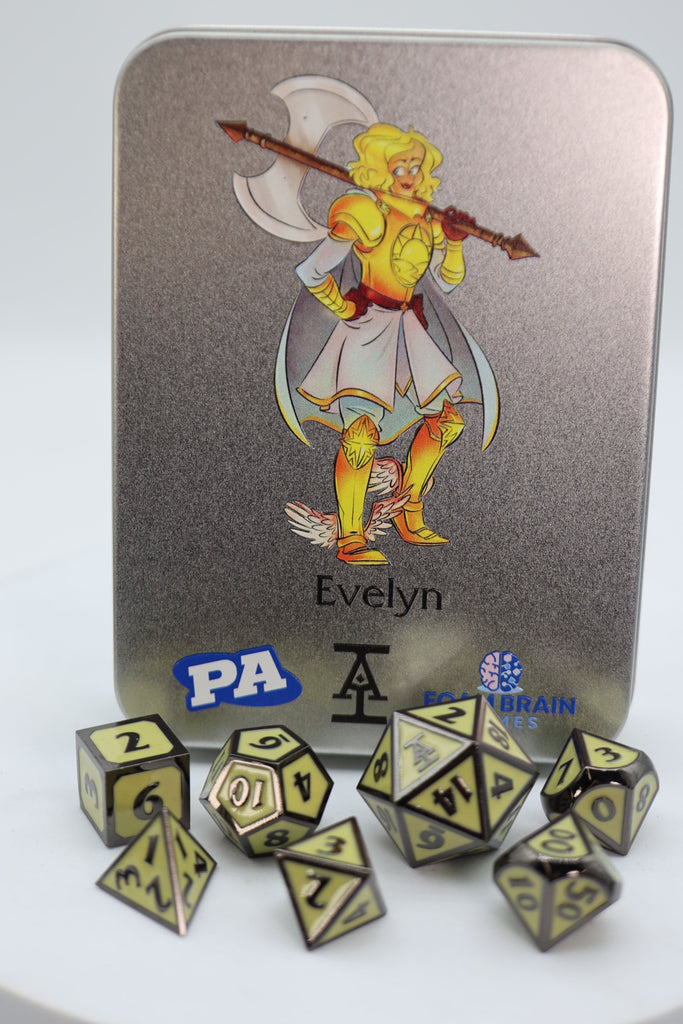 Evelyn (Acquisitions Inc. PAX West 2023 Character Dice) Metal Dice Foam Brain Games