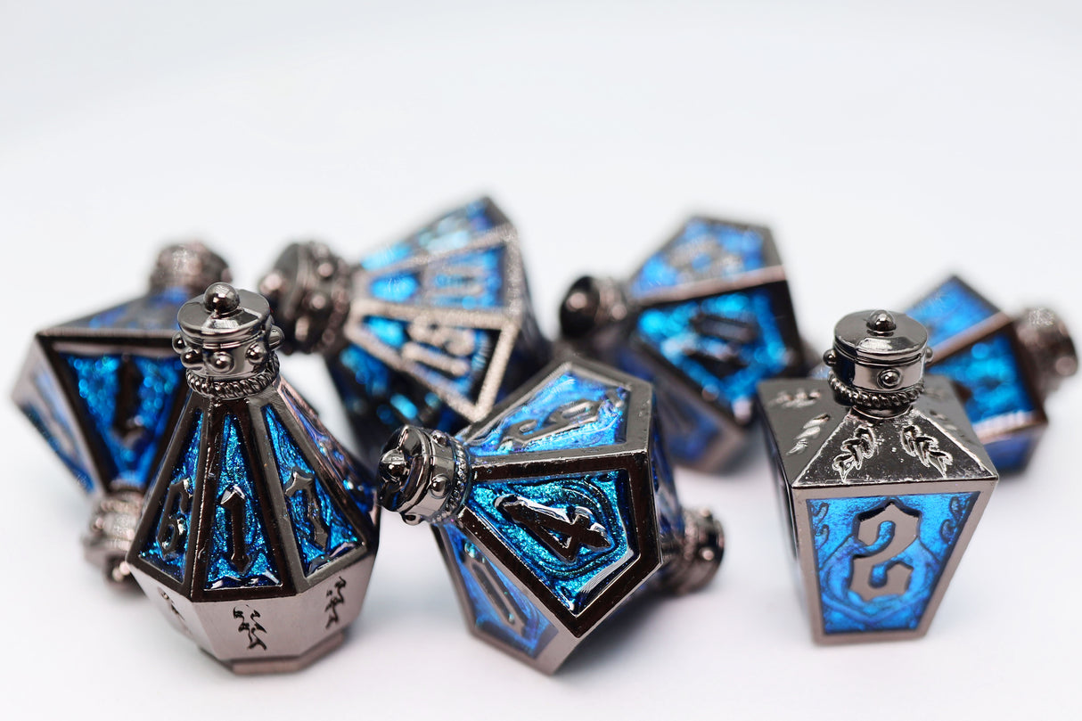 Complete Set: Moonlit Lantern Metal RPG Dice Bundle