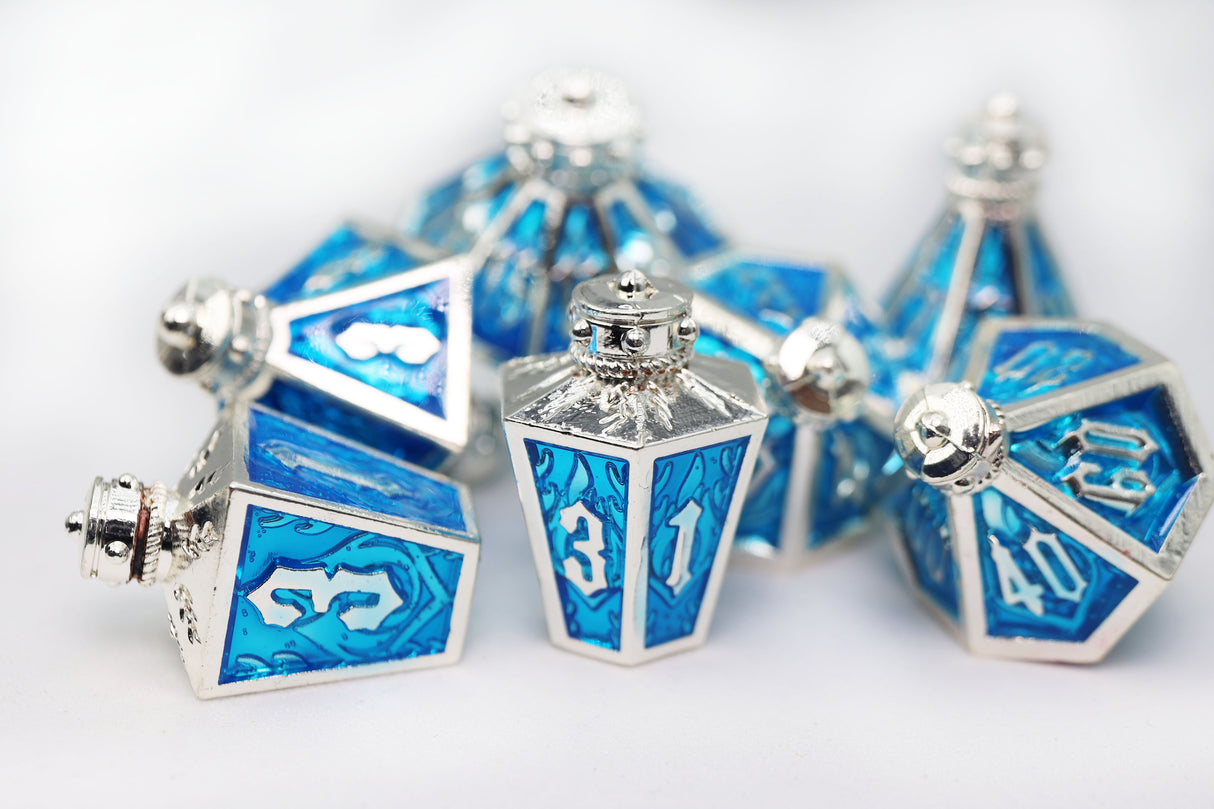Complete Set: Moonlit Lantern Metal RPG Dice Bundle