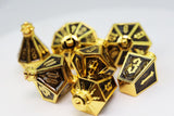 Moonlit Lantern: Golden Earthen Flame - Metal RPG Dice Set Metal Dice Foam Brain Games