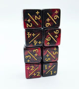 +1/+1 Red & Black Counters for Magic - set of 8 Plastic Dice Foam Brain Games