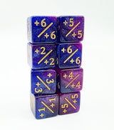 Dark Blue & Purple Glitter +1/+1 Magic Counters Plastic Dice Foam Brain Games
