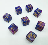 Dark Blue & Purple Glitter +1/+1 Magic Counters Plastic Dice Foam Brain Games