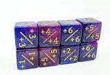 Dark Blue & Purple Glitter +1/+1 Magic Counters Plastic Dice Foam Brain Games
