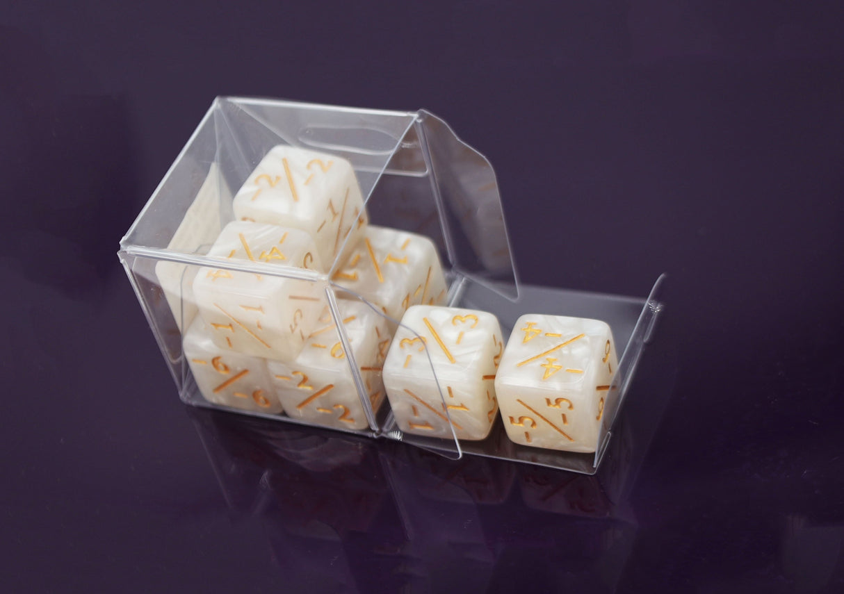 Pearl White -1/-1 Magic Counters Plastic Dice Foam Brain Games